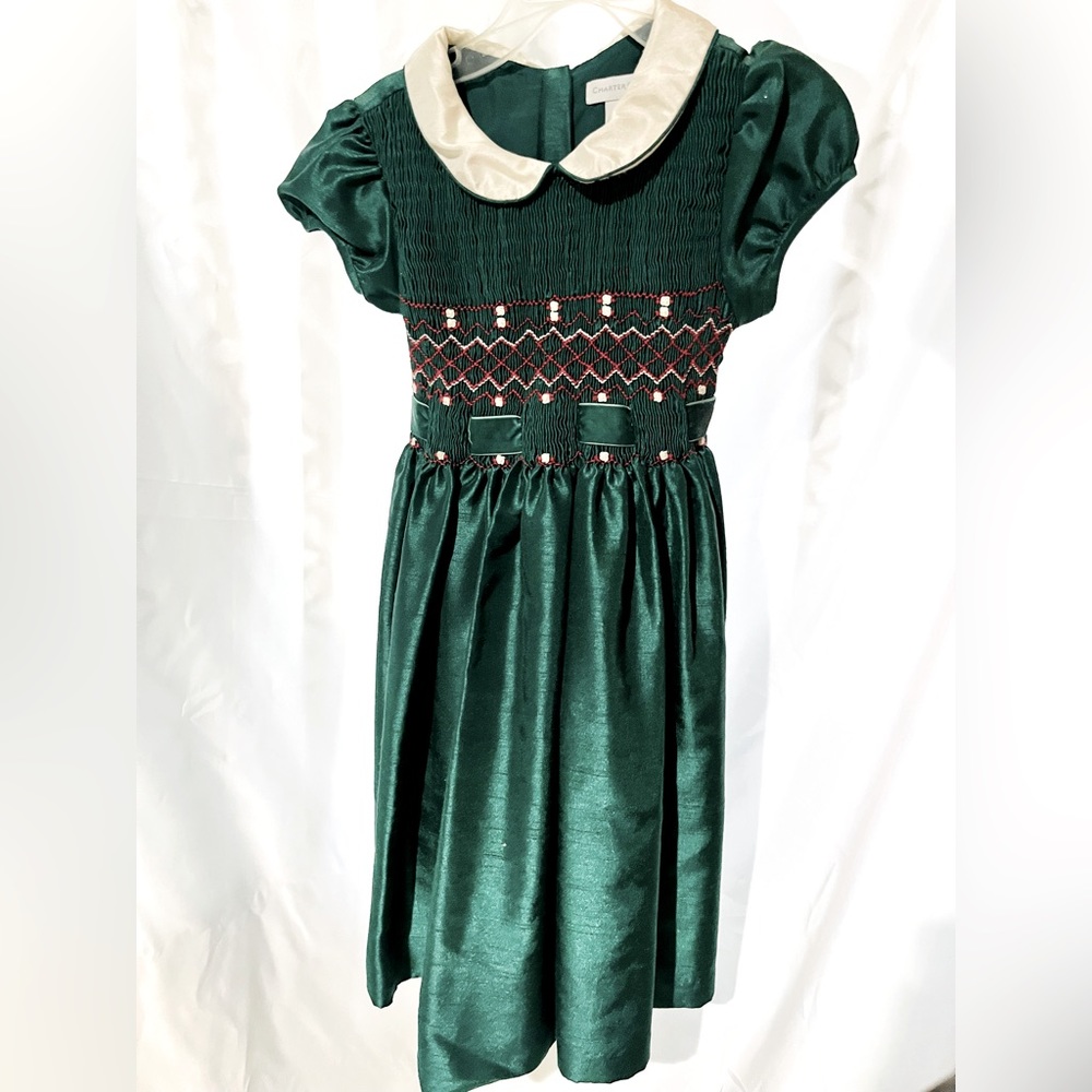 Vintage girl green holiday dress